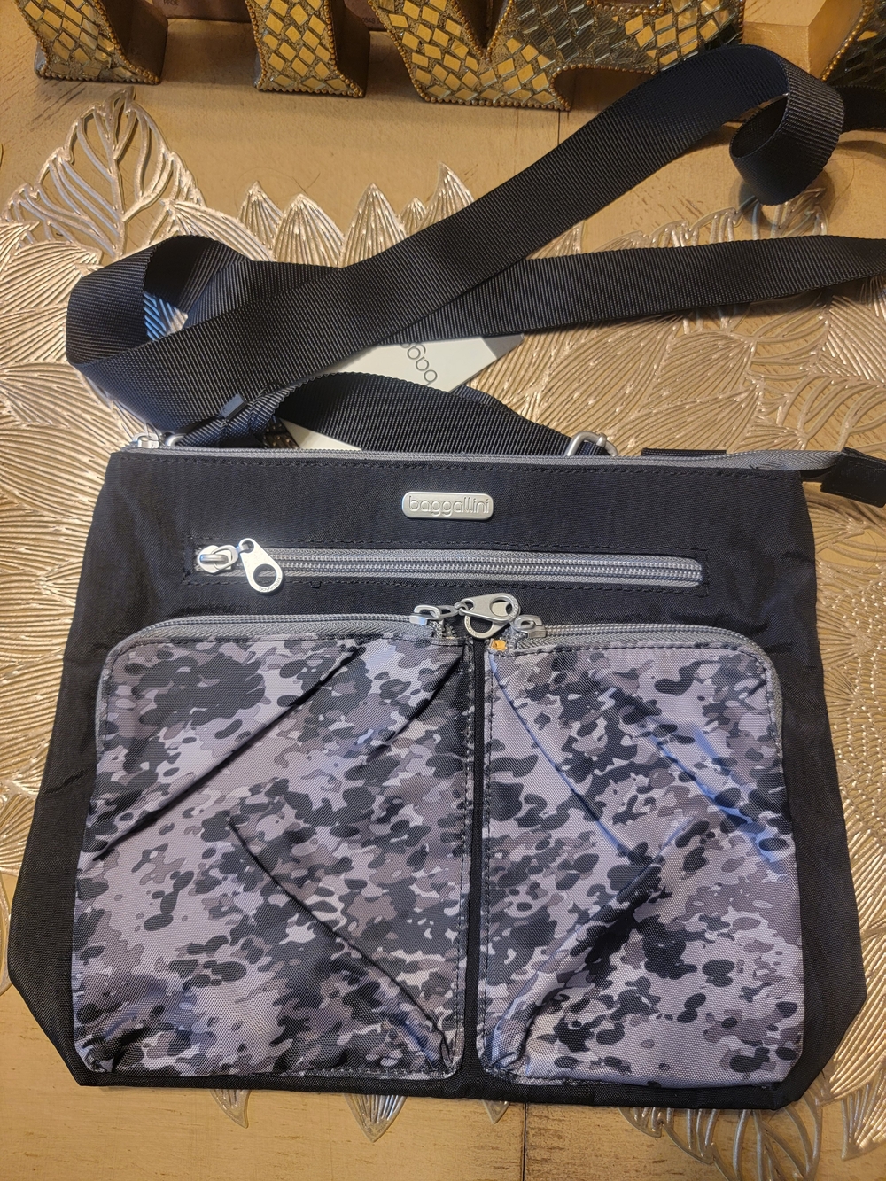 Baggallini Gray Camouflage Crossbody Bag